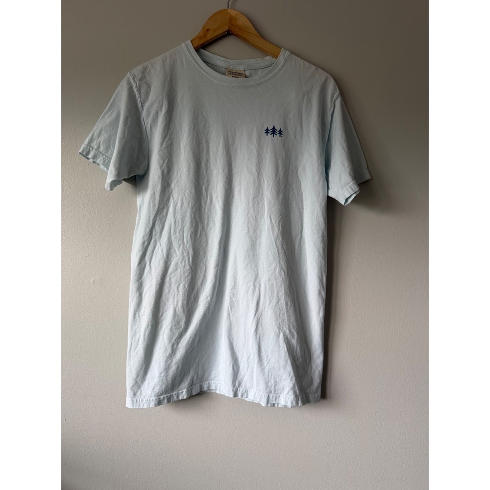 ComfortWash T-Shirt Small Light Blue Mountain Tree Graphic Tee Short Sleeve